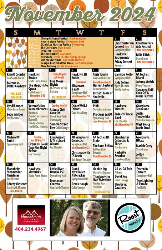 Atlanta Monthly Calendr of Events